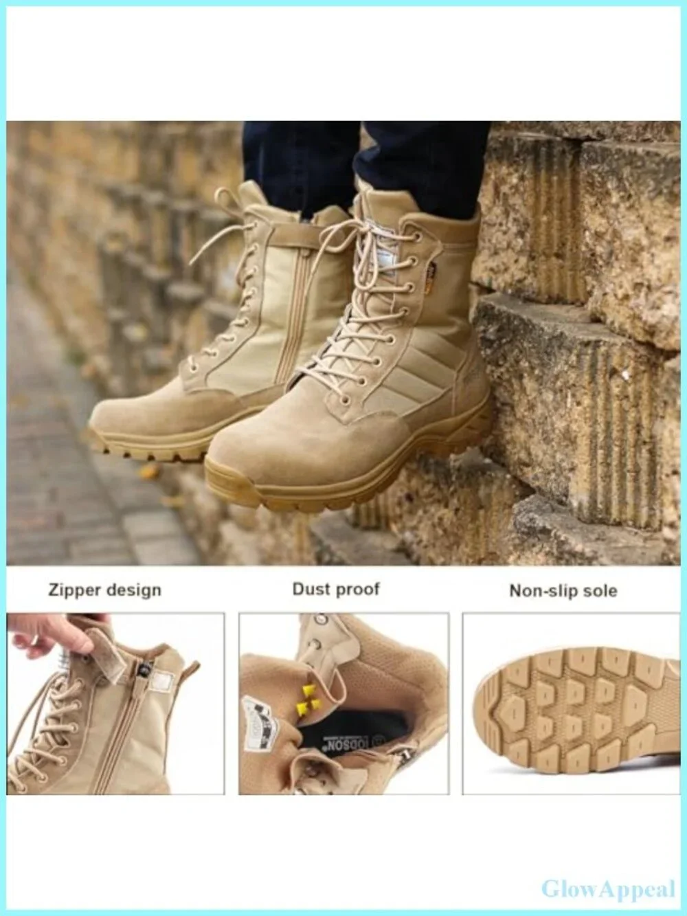 Military Tactical Boots Side Zipper Puncture Resistant Suede Hiking